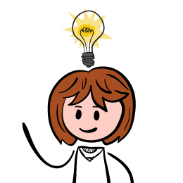 Cartoon of a woman with a light bulb above her head.