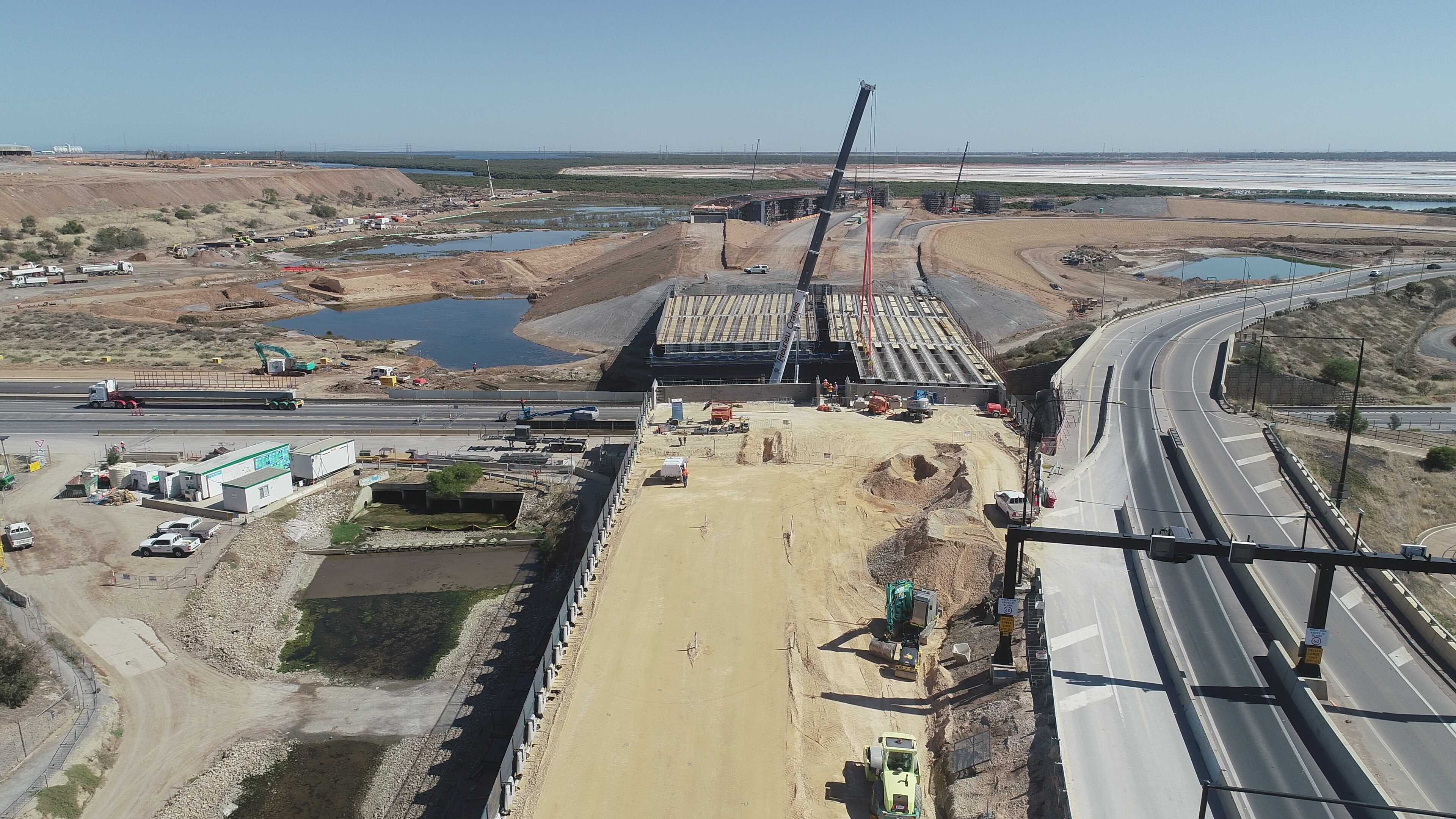 Bridge beam lift over the Port River Expressway (looking north) - January 2019