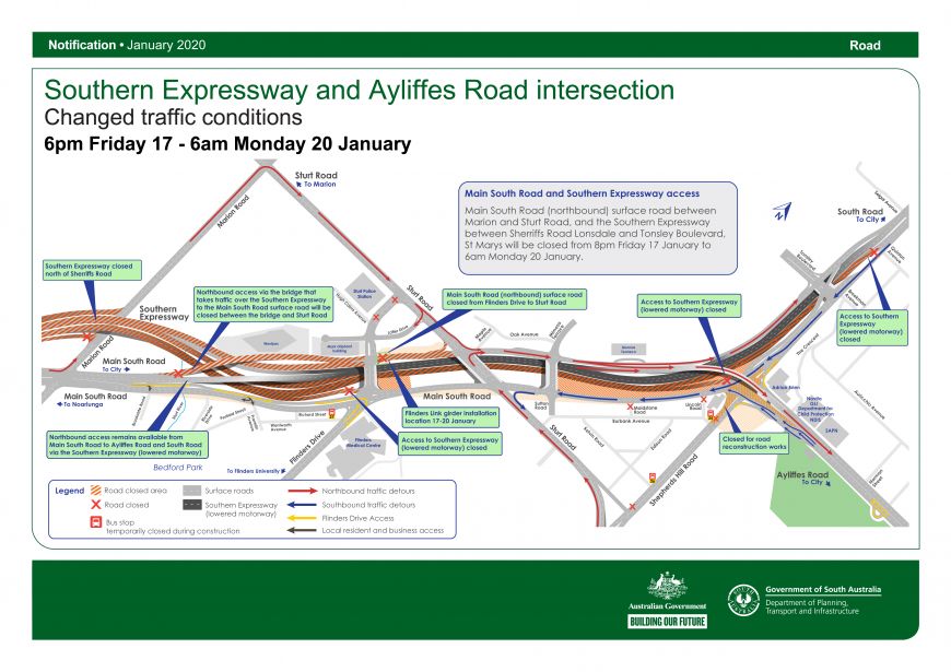 Southern Expressway and Ayliffes Road intersection changed traffic conditions