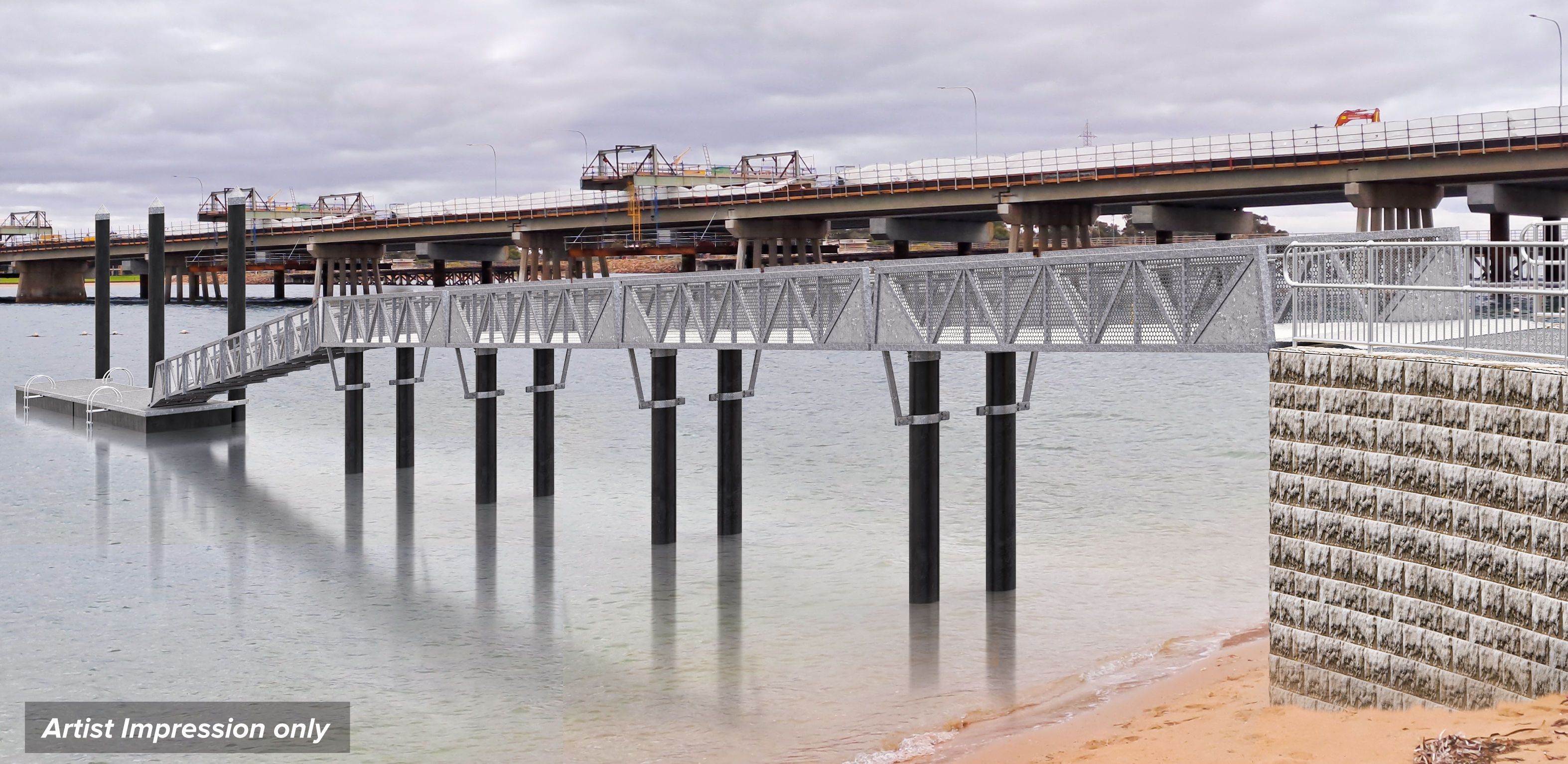 An artist impression of the new Port Augusta swimming pontoon.