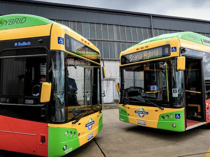 Two Adelaide Metro electric buses