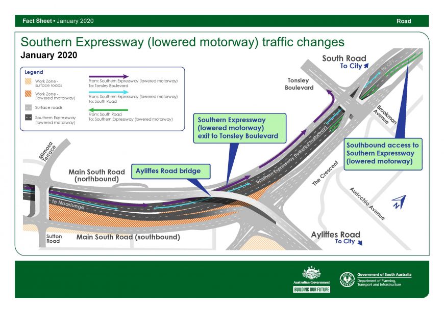 Southern Expressway (lowered motorway) traffic changes