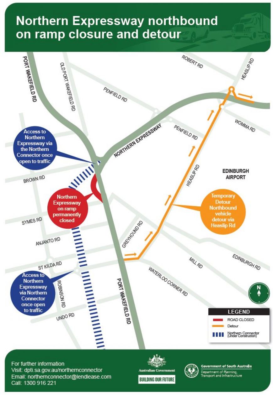 Map of Northern Expressway northbound on-ramp permanent closure and detour