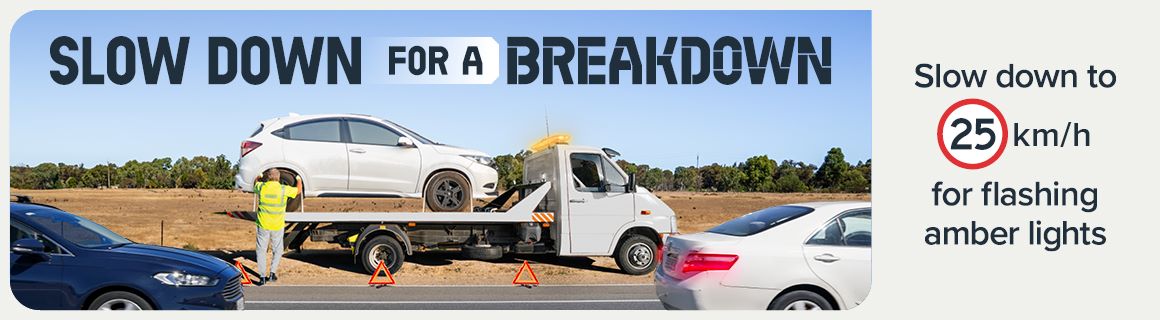 Slow down to 25 km/h for flashing amber lights. New road law from 19 May 2025.