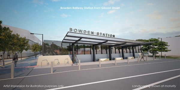 Artist Impression - Bowden Railway Station - from Gibson Street