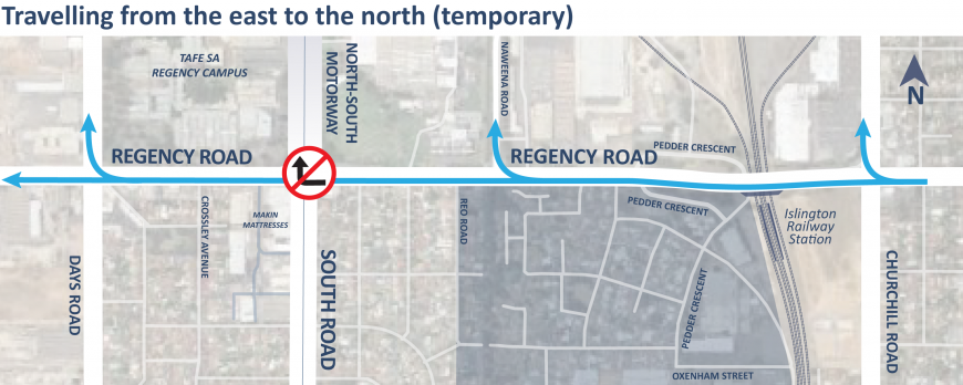 Regency Road access travelling from the east to the north