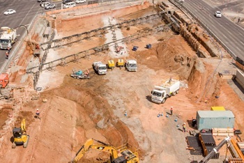 Excavation of the lowered motorway on Main South Road