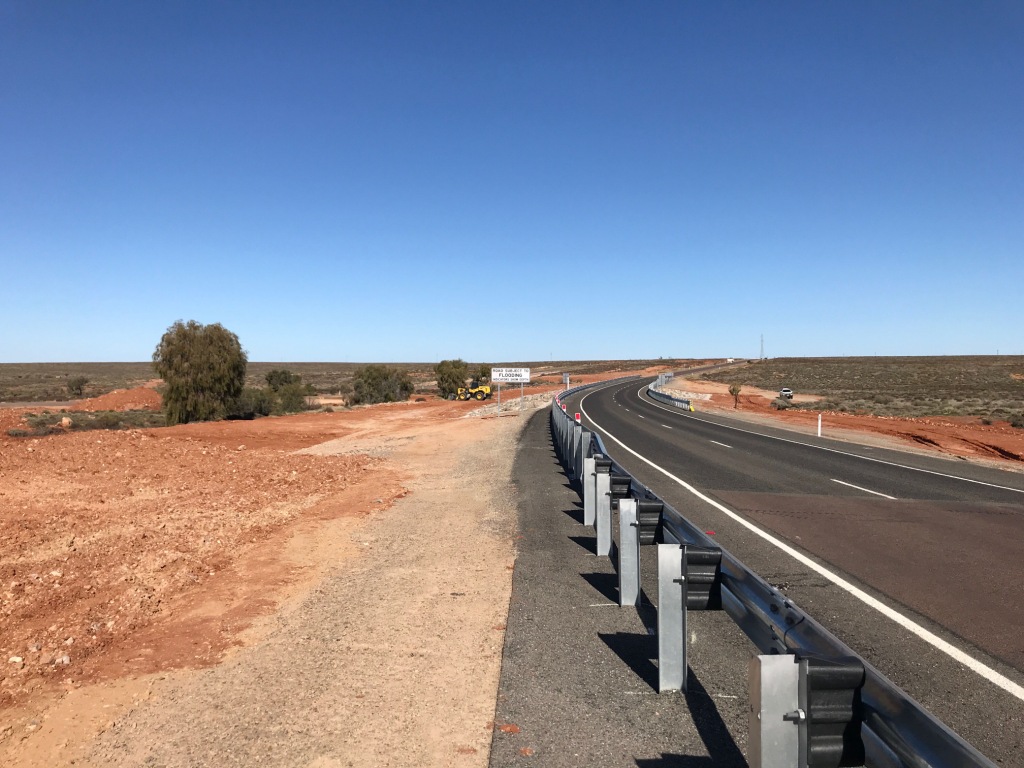 A photo of a repaired Olympic Dam Highway